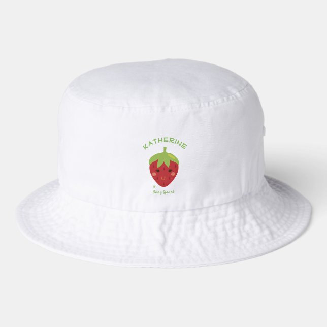 Berry Special Personalized Smiling Strawberry Bucket Hat (Front)