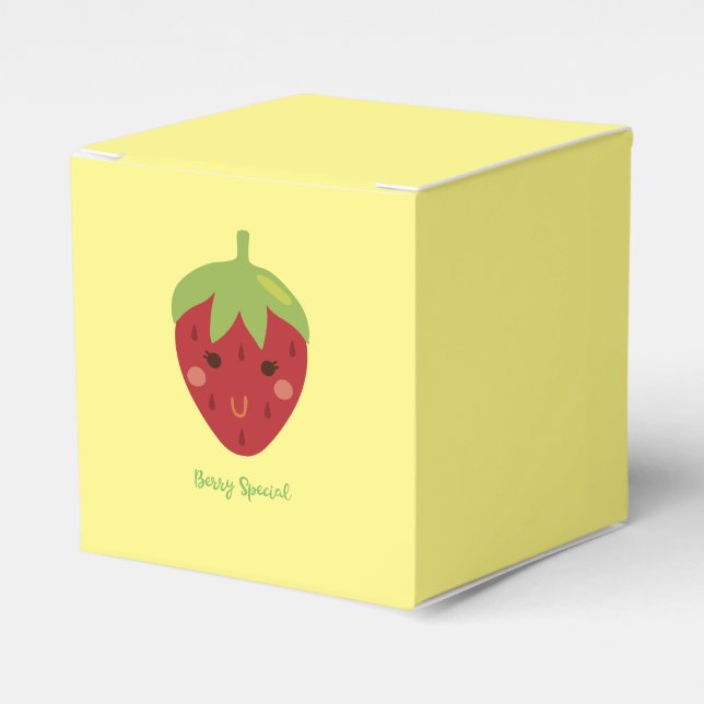 Berry Special Smiling Strawberry   Favor Boxes (Front Side)