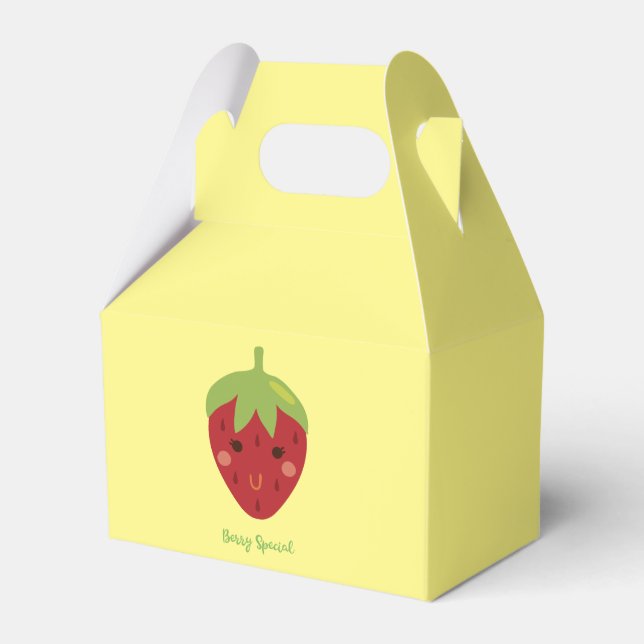 Berry Special Smiling Strawberry Favor Boxes (Front Side)