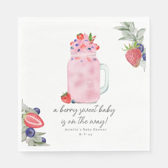 Berry Special Smoothie Baby Shower Napkins (Front)