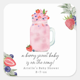 Berry Special Smoothie Baby Shower Square Sticker