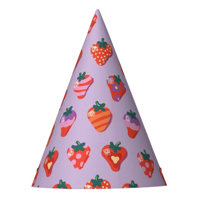 Berry Special Strawberry Birthday - Plum Party Hat (Front)