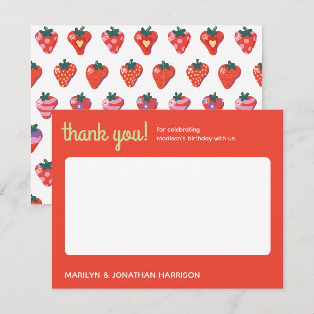 Berry Special Strawberry Birthday Thank You Card (Front/Back)