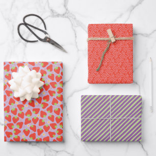 Berry Special Tossed Strawberry - Plum Wrapping Paper Sheets