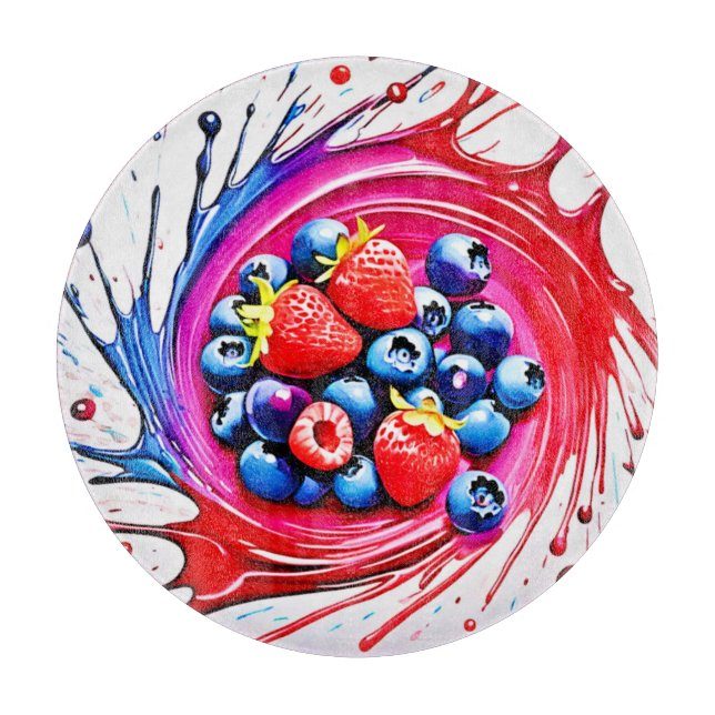 Berry Splash: Color Burst Cutting Board (Front)