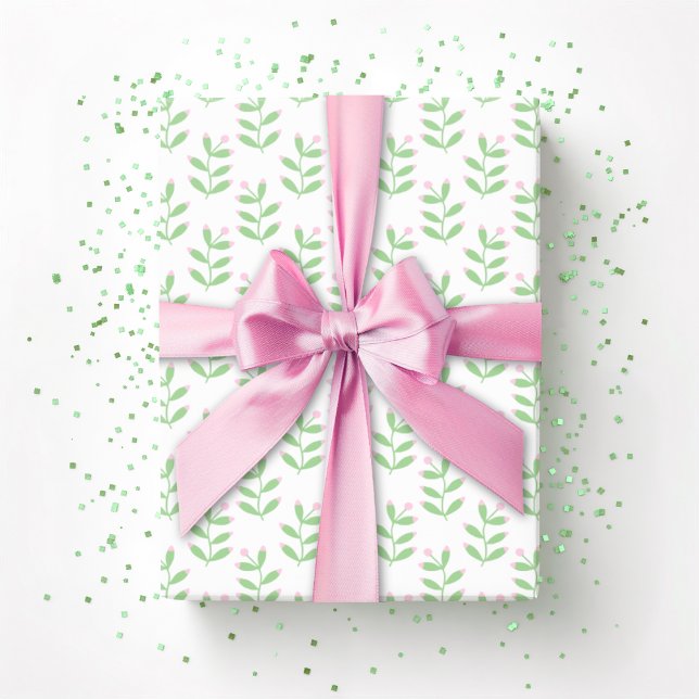 Berry Sprig in Pink and Green Wrapping Paper (Creator Uploaded)
