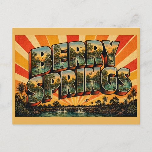 Berry Springs NT Vintage Travel Art Postcard