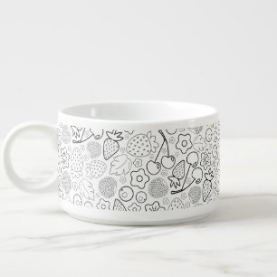 Berry Strawberry Cherry Black Hand drawn Modern. Bowl