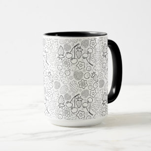 Berry Strawberry Cherry Black Hand drawn Modern. Mug