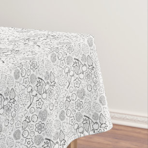 Berry Strawberry Cherry Black Hand drawn Modern. Tablecloth