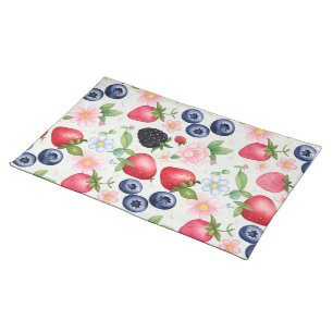 Berry Strawberry flowers Birthday Party for her Cloth Placemat