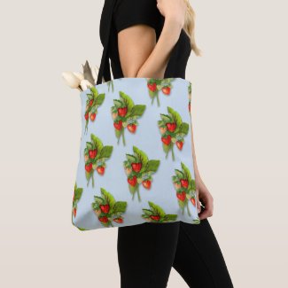Berry Strawberry, Vintage Botanical Drawing Tote Bag
