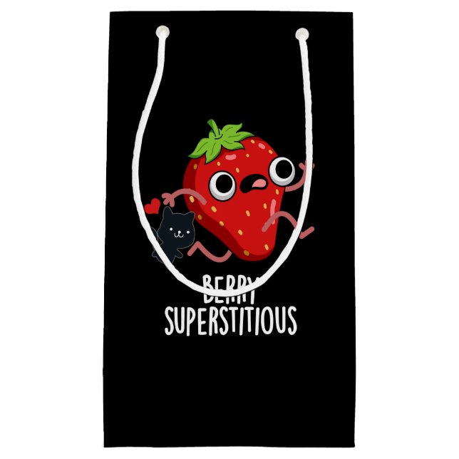 Berry Superstitious Funny Fruit Pun Dark BG Small Gift Bag (Front)