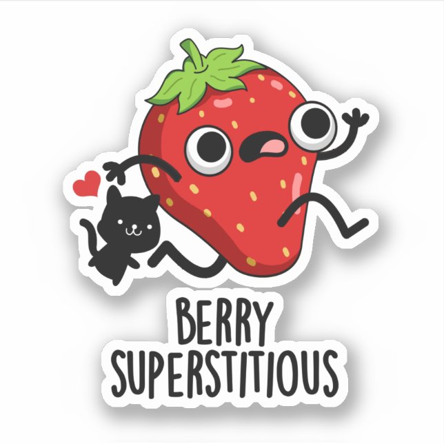 Berry Superstitious Funny Fruit Pun  Sticker (Front)