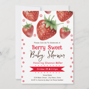 Berry Swee Baby Shower Watercolor Girl Invitation