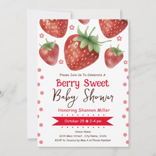 Berry Swee Baby Shower Watercolor Girl Invitation