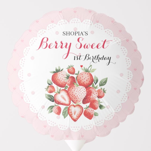 Berry Sweet 1st Birthday balloon (Front)