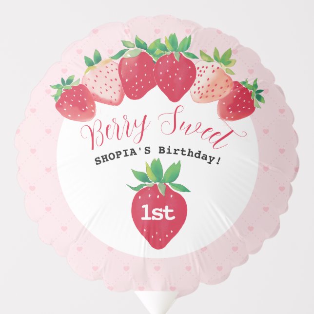 Berry Sweet 1st Birthday Balloon (Front)