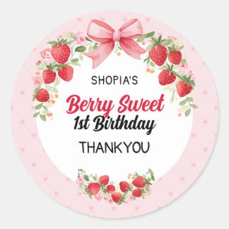 Berry Sweet 1st Birthday Classic Round Sticker