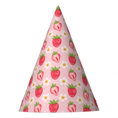 Berry Sweet 1st Birthday Cute Pink Strawberry  Party Hat
