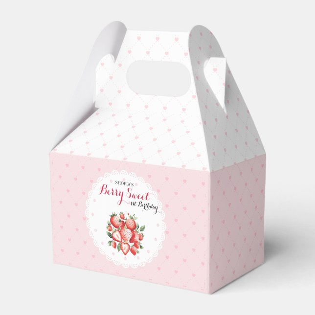 Berry Sweet 1st Birthday Favor Boxes (Front Side)