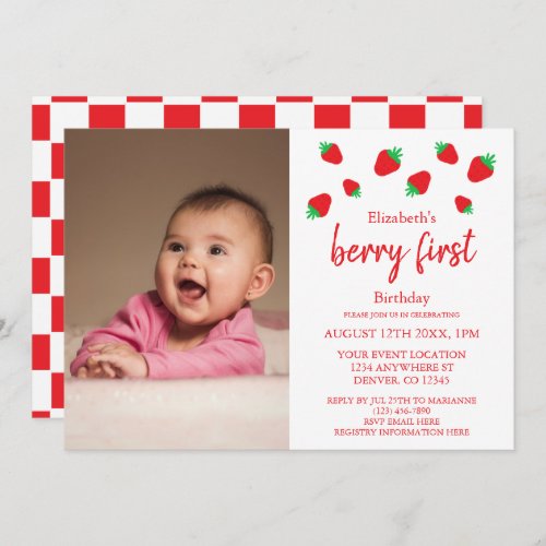 Berry Sweet 1st Birthday Invitation