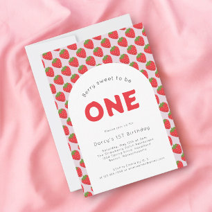 Berry sweet 1st birthday  invitation