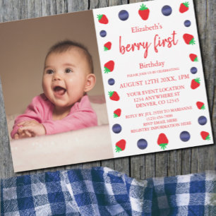 Berry Sweet 1st Birthday Invitation