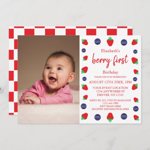 Berry Sweet 1st Birthday Invitation