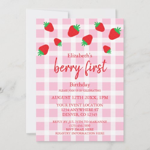 Berry Sweet 1st Birthday Invitation