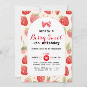 Berry Sweet 1st Birthday Invitation