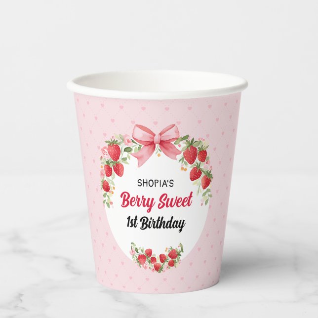 Berry Sweet 1st Birthday Paper Cups (Front)