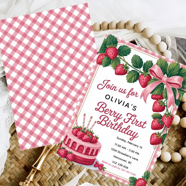 Berry Sweet 1st Birthday Party Invitation (Creator Uploaded)