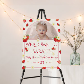 Berry Sweet 1st Birthday Welcome Sign Foam Board
