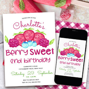 Berry Sweet 2nd Birthday Invitation