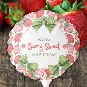 Berry Sweet 2nd Birthday Strawberry Party  Balloon