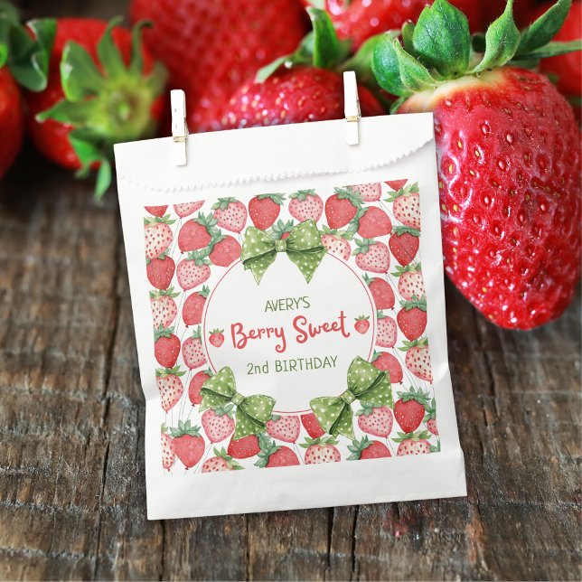 Berry Sweet 2nd Birthday Strawberry Party  Favor Bag (Creator Uploaded)