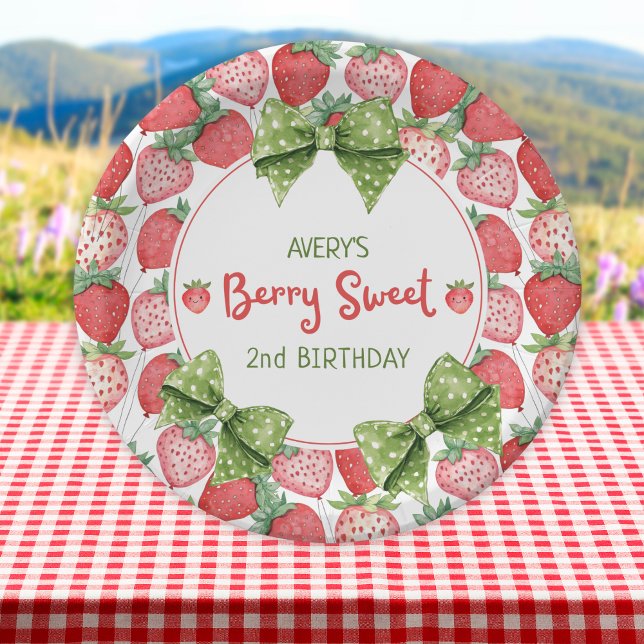 Berry Sweet 2nd Birthday Strawberry Party  Paper Plates (Creator Uploaded)