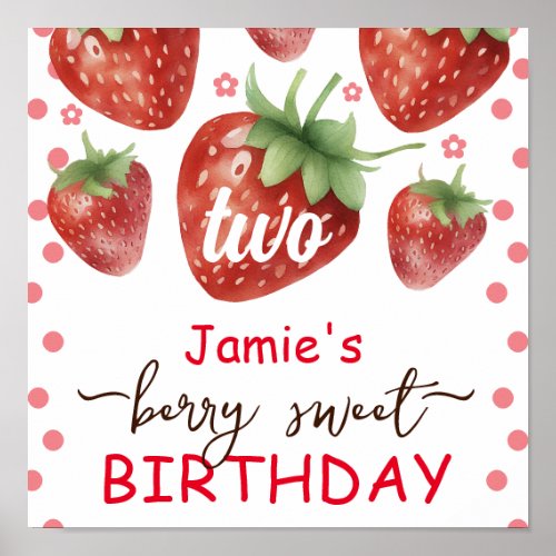 Berry Sweet 2nd Birthday Watercolor  Poster