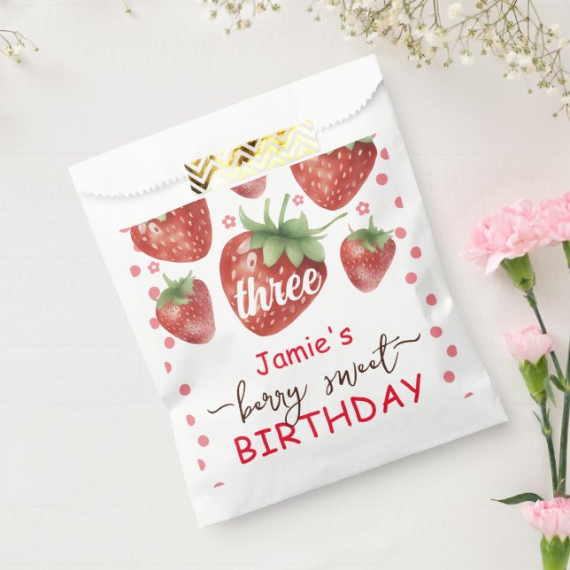 Berry Sweet 3rd Birthday Favor Bag (Sealed)