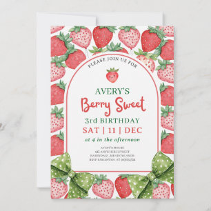Berry Sweet 3rd Birthday Strawberry Invitation