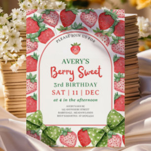 Berry Sweet 3rd Birthday Strawberry Invitation