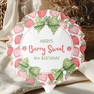 Berry Sweet 4th Birthday Strawberry Party  Balloon