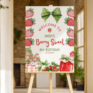 Berry Sweet 4th Birthday Strawberry Party  Foam Board