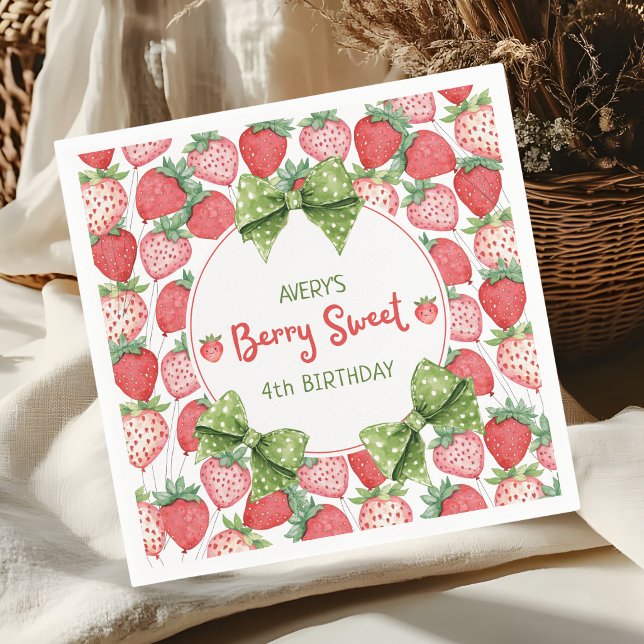 Berry Sweet 4th Birthday Strawberry Party  Napkins (Creator Uploaded)