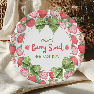 Berry Sweet 4th Birthday Strawberry Party Paper Plates