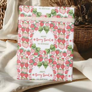 Berry Sweet 4th Birthday Strawberry Party Wrapping Paper