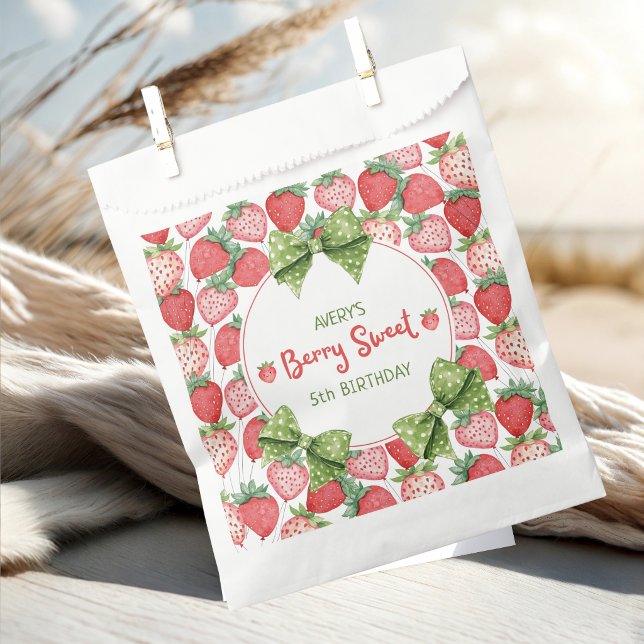 Berry Sweet 5th Birthday Strawberry Party  Favor Bag (Creator Uploaded)