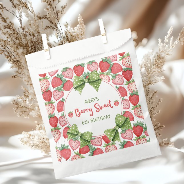 Berry Sweet 6th Birthday Strawberry Party  Favor Bag (Creator Uploaded)
