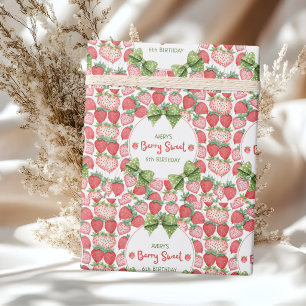 Berry Sweet 6th Birthday Strawberry Party Wrapping Paper